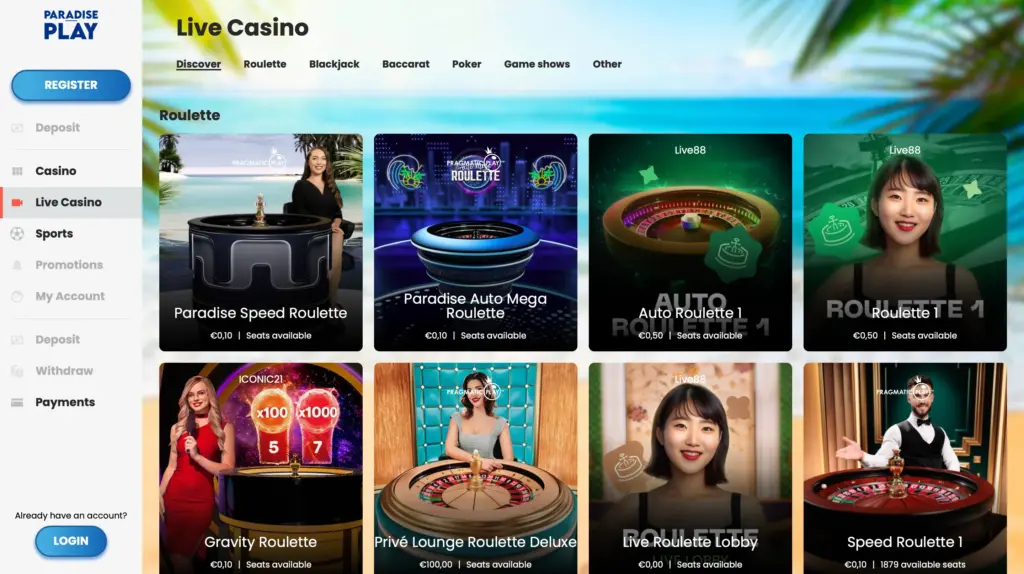 Paradiseplay live casino